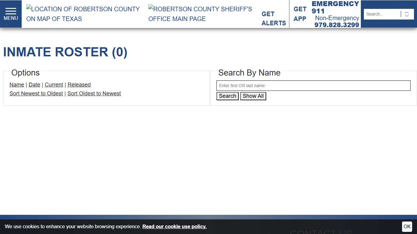 Inmate Roster Robertson County Texas Sheriff's Office Sort Release Time - Descending Page 1